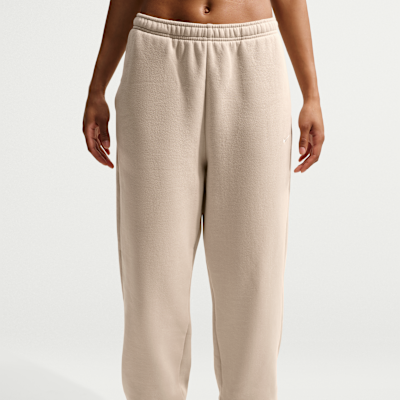 Nike Studio Fleece Orta Kalınlıkta Yüksek Belli Oversize Dar Paça Kadın Eşofman Altı görsel 2