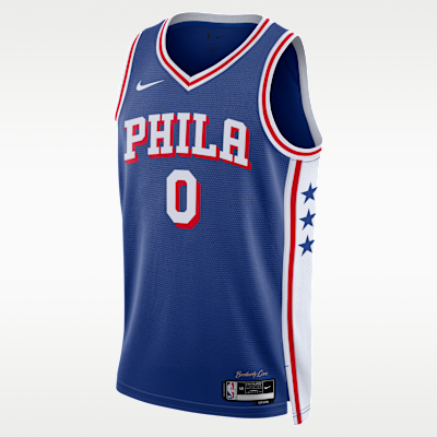Jersey Nike Dri-FIT de la NBA Swingman para hombre Tyrese Maxey Philadelphia 76ers Icon Edition