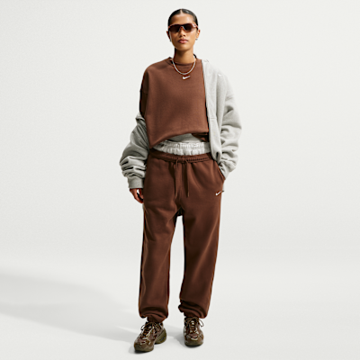 Nike Studio Fleece Orta Kalınlıkta Yüksek Belli Oversize Dar Paça Kadın Eşofman Altı