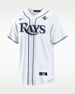 Мужские джерси Liam Hicks Tampa Bay Rays 2026 World Series Participant Nike MLB Replica Jersey