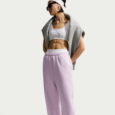Nike Studio Fleece Orta Kalınlıkta Yüksek Belli Oversize Dar Paça Kadın Eşofman Altı görsel 4