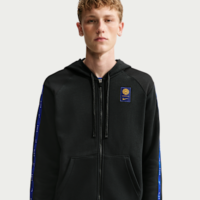Nike Inter Milan City Side Nike Tam Boy Fermuarlı Erkek Fleece Futbol Kapüşonlu Sweatshirt
