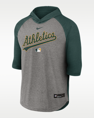 Мужская футболка Athletics Authentic Collection Flux Nike Dri-FIT MLB 3/4-Sleeve Hooded