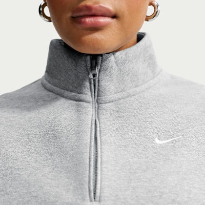 Nike Studio Fleece Orta Kalınlıkta Oversize Çeyrek Fermuarlı Crop Kadın Üstü görsel 3