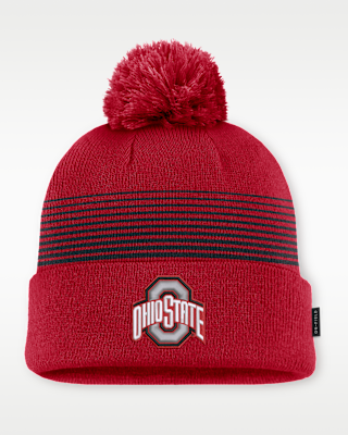 Женские  Ohio State Sideline Peak Nike College Cuffed Pom Beanie