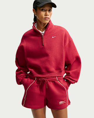 Женские Nike Studio Fleece Medium Weight Oversized 1/4-Zip Cropped Top
