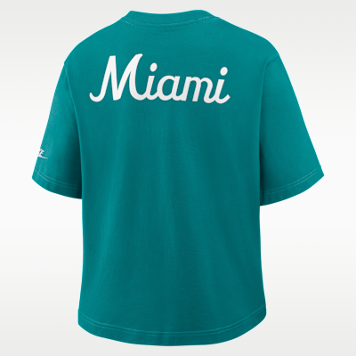 Playera Nike de la NFL para mujer Miami Dolphins Rewind Pocket Boxy
