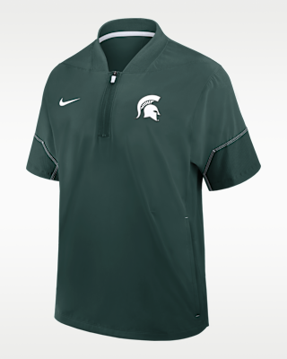 Мужская куртка Michigan State Sideline Coach Nike College 1/2-Zip Short-Sleeve Hooded