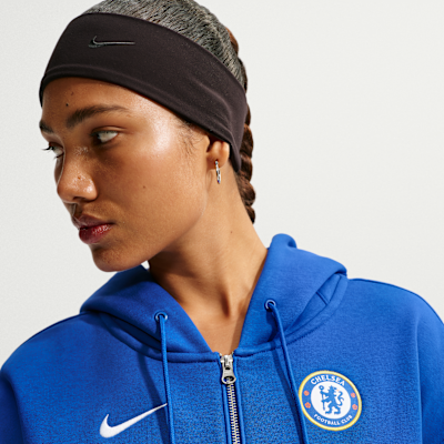 Nike Chelsea FC Phoenix Fleece Nike Football Bol Kesimli Tam Boy Fermuarlı Kapüşonlu Kadın Üstü görsel 3