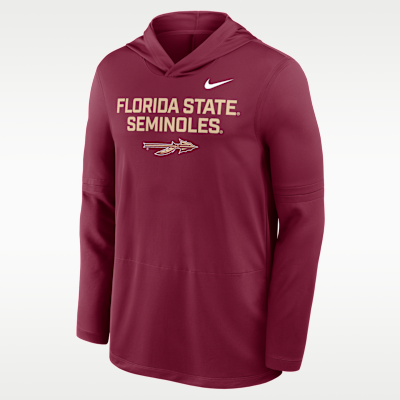 Playera de manga larga universitaria Nike Dri-FIT con gorro para hombre Florida State Sideline