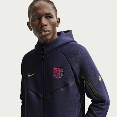 Nike FC Barcelona Tech Fleece Windrunner Nike Tam Boy Fermuarlı Erkek Kapüşonlu Futbol Üstü