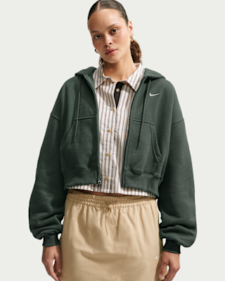 Женское худи Nike Studio Fleece Medium Weight Oversized Full-Zip Cropped Hoodie