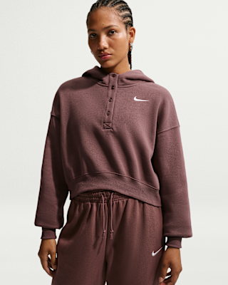 Женское худи Nike Sportswear Phoenix Fleece Oversized Cropped Henley Hoodie