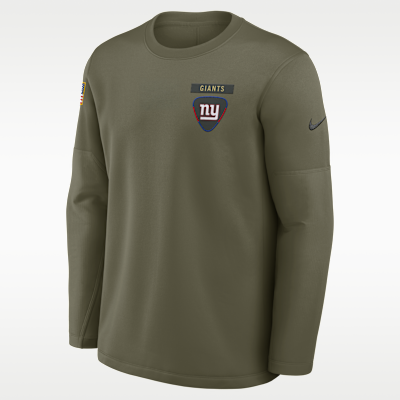 Sudadera de cuello redondo sin cierre Nike de la NFL para hombre New York Giants Salute to Service Sideline Triumphant Win Coach