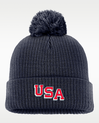 Женские  Nike USA Olympic Team 2026 Peak Solid Pom Beanie