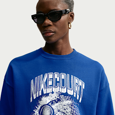 Nike Studio Fleece Orta Kalınlıkta Oversize Grafikli Kadın Crew Üst görsel 3