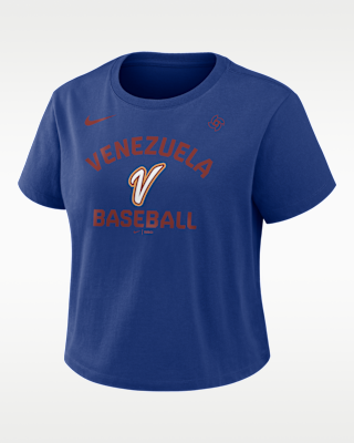 Женская футболка Venezuela National Baseball Team 2026 World Baseball Classic Mod Nike Cropped