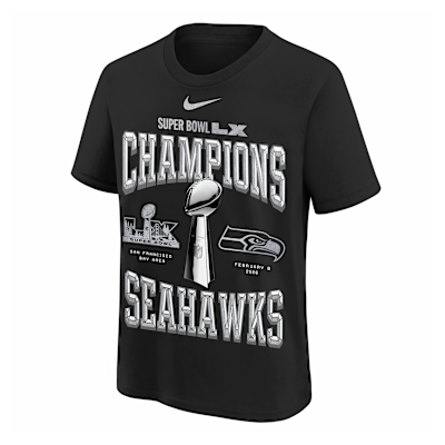 Seattle Seahawks Super Bowl LX Champions Replica Locker Room Big Kids' Nike NFL T-Shirt