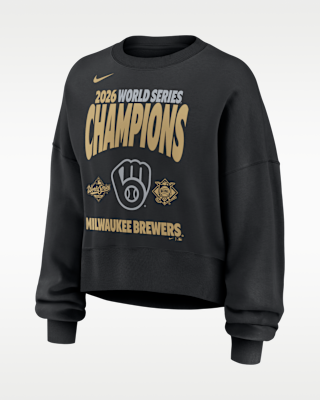 Женские Milwaukee Brewers 2026 World Series Champions Raise the Trophy Nike MLB Pullover Crew