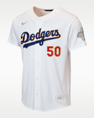 Детские джерси Mookie Betts Los Angeles Dodgers 2025 World Series Champions Gold Series Big Kids' Nike MLB Replica Jersey