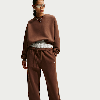 Nike Studio Fleece Orta Kalınlıkta Yüksek Belli Oversize Dar Paça Kadın Eşofman Altı görsel 4