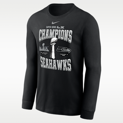 Seattle Seahawks Super Bowl LX Champions Trophy Collection Men's Nike NFL Long-Sleeve T-Shirt