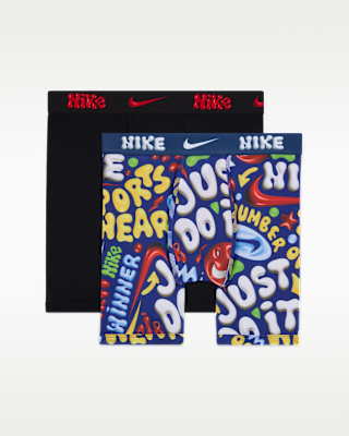 Подростковые  Nike Big Kids' Dri-FIT Printed Long Boxer Briefs (2-Pack)