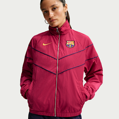 Nike FC Barcelona Windrunner Nike UV Dokuma Kadın Futbol Ceketi