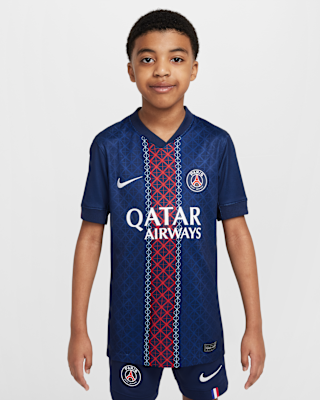 Детские джерси Paris Saint-Germain 2025/26 Stadium Home Big Kids' Nike Dri-FIT Soccer Replica Jersey