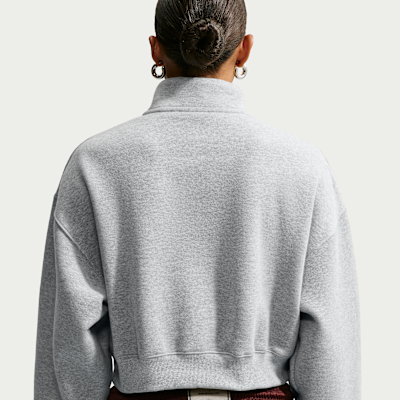 Nike Studio Fleece Orta Kalınlıkta Oversize Çeyrek Fermuarlı Crop Kadın Üstü görsel 2