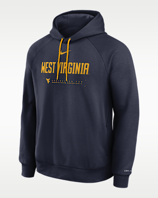 Мужское худи West Virginia Courtside Basketball Practice Nike Dri-FIT Pullover Hoodie для баскетбола