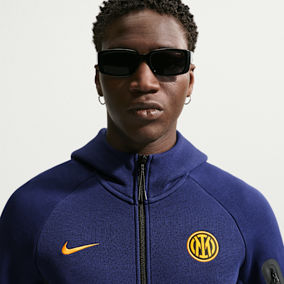 Nike Inter Milan Tech Fleece Windrunner Nike Tam Boy Fermuarlı Erkek Kapüşonlu Futbol Üstü görsel 3