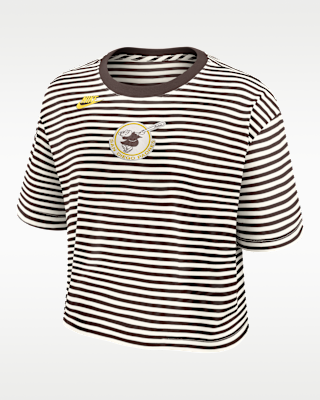 Женская футболка San Diego Padres Cooperstown Logo Striped Nike MLB Cropped