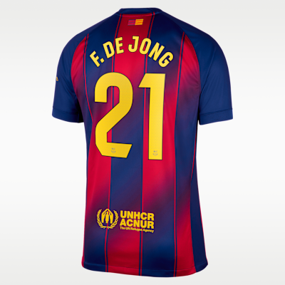 Jersey de fútbol Nike Dri-FIT del Barcelona local 2025/26 Stadium Frenkie de Jong para hombre