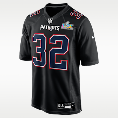 Jersey Nike de la NFL Game Fashion para hombre TreVeyon Henderson New England Patriots Super Bowl LX