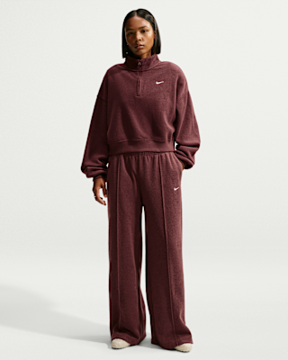 Женские Nike Studio Fleece Medium-Weight Plush Mid-Rise Wide-Leg Pants