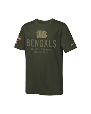 Детская футболка Cincinnati Bengals Salute to Service Sideline Big Kids’ Nike Dri-FIT NFL