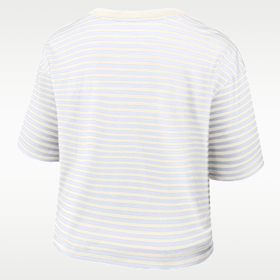 Playera Nike de la MLB cropped para mujer Buffalo Bills Striped