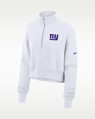 Женские  New York Giants Primetime Phoenix Nike NFL Oversized Cropped 1/4-Zip Crew