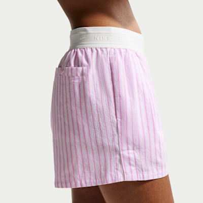 Nike Sportswear Chill Poplin Bol Kesimli Normal Belli Kadın Stripe Şort görsel 3