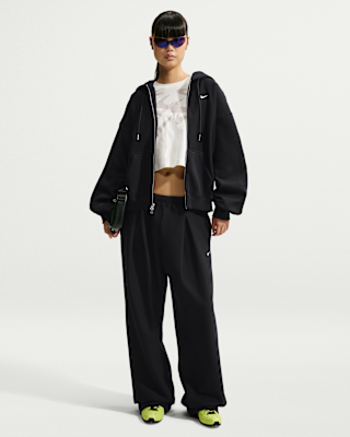 Женские  Nike Studio Fleece Heavyweight Oversized Pleated High-Rise Open-Hem Pants