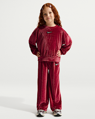 Детские Nike Little Kids' Swoosh Sparkle 2-Piece Velvet Pants Set