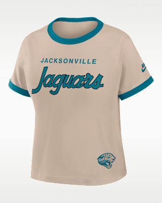 Женская футболка Jacksonville Jaguars Rewind Ringer Mod Nike NFL Cropped