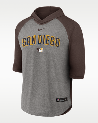 Мужская футболка San Diego Padres Authentic Collection Flux Nike Dri-FIT MLB 3/4-Sleeve Hooded