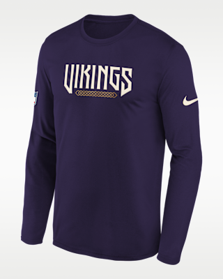 Детская футболка Minnesota Vikings Rivalries Collection Sideline Legend Big Kids' Nike Dri-FIT NFL Long-Sleeve
