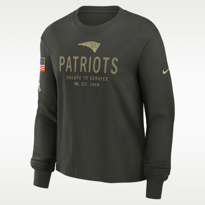 New England Patriots Salute to Service Sideline Women's Nike Dri-FIT NFL Long-Sleeve T-Shirt