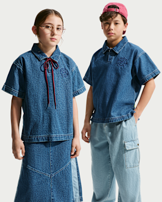 Детские шорты Nike Sportswear Collection Big Kids' Denim Short-Sleeve Polo