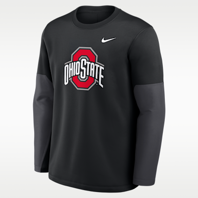 Ohio State Sideline Coach Men's Nike Therma-FIT College Long-Sleeve T-Shirt