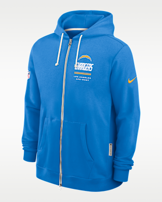 Мужское худи Los Angeles Chargers Sideline Standard Issue Nike Dri-FIT NFL Full-Zip Hoodie