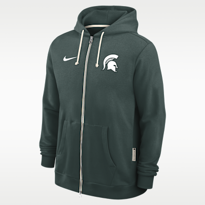 Sudadera con gorro universitaria Nike Dri-FIT de cierre completo para hombre Michigan State Sideline
